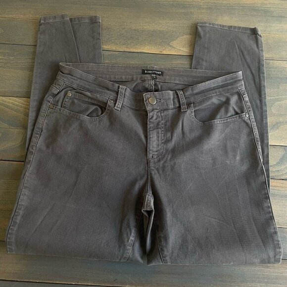 Eileen Fisher Gray Mid-Rise Tapered Leg Jeans Women Size 10 w/28" Inseam (D6) - Picture 1 of 12